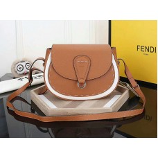 Kožená taška přes rameno Fendi Saddlebag hnědá