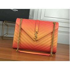Saint Laurent Ysl Monogram Satchel v oranžové kůži Matelasse