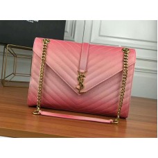 Kabelka Saint Laurent Ysl Monogram Satchel z růžové kůže Matelasse