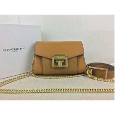 Malá kabelka Givenchy gv3 z kůže a semiše v barvě camel