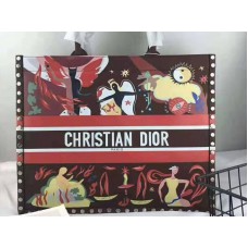 Kabelka Dior Book Tote z semiše a kůže, ohnivě vícebarevná a hnědá