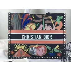 Dior Earth ručně malovaná semišová telecí kožená knižní taška, černá