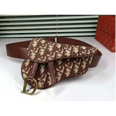 Kabelka Dior Oblique Saddle Belt - vínová