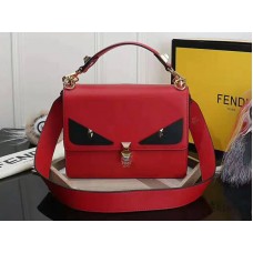 Fendi Kan I černá kožená kabelka červená f5533