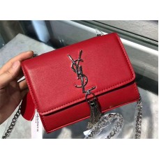 Peněženka Saint Laurent Kate Chain z telecí kůže, červená