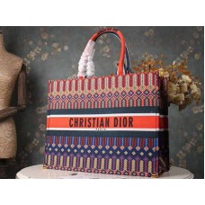Kabelka Dior Book Tote z vyšívaného plátna v vícebarevné oranžové barvě