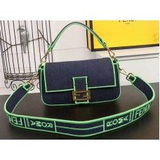 Velká džínová taška Fendi Baguette modrozelená