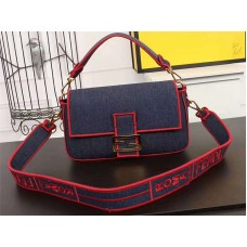 Velká džínová kabelka Fendi Baguette modročervená