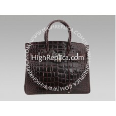 Hermes Birkin 35 cm čokoládová imitace krokodýlí kůže
