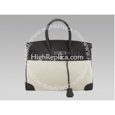 Hermes Birkin 35 cm Toile a Togo kůže černá