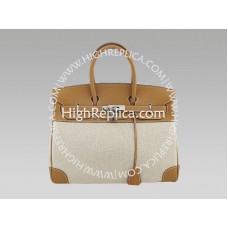 Hermes Birkin 35 cm Toile a Togo kůže hnědá