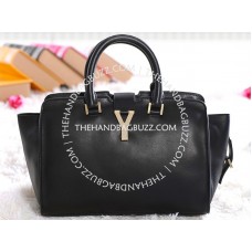 Kožená taška Yves Saint Laurent Cabas Chyc Original, černá