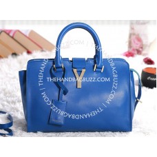 Kožená taška Yves Saint Laurent Cabas Chyc Original modrá