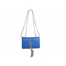 Mini kabelka s monogramem Yves Saint Laurent z originální modré kůže