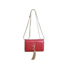 Mini kabelka s monogramem Yves Saint Lauren z originální kůže, červená