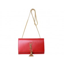 Malá monogramová kabelka Yves Saint Laurent z originální kůže červená