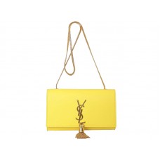 Malá kabelka s monogramem Yves Saint Lauren z originální kůže žlutá