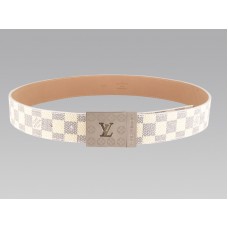 Pásek Louis Vuitton Damier Azur se stříbrnou sponou s logem