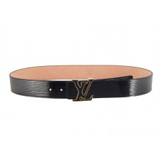 Louis Vuitton Initials Epi kožený opasek černý se zlatou přezkou