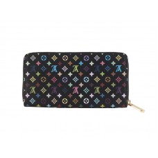 Louis Vuitton Monogram Multicolore černá peněženka na zip s pistáciovou úpravou
