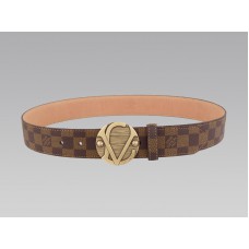 Pásek Louis Vuitton 1904 Damier se starožitnou zlatou sponou