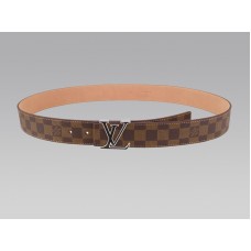 Pásek Louis Vuitton Initial Damier s černou a stříbrnou přezkou