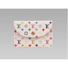 Vícebarevné bílé pouzdro na vizitky Louis Vuitton Monogram Litchi