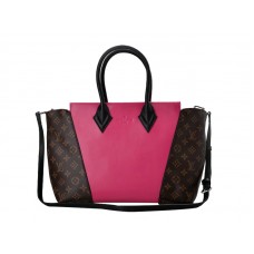 Louis Vuitton W kabelka s monogramem a kůží PM sytě růžová