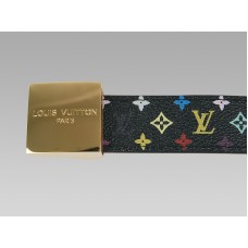 Louis Vuitton Cut černý vícebarevný opasek se zlatou přezkou