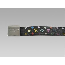 Louis Vuitton Cut černý vícebarevný opasek se stříbrnou přezkou