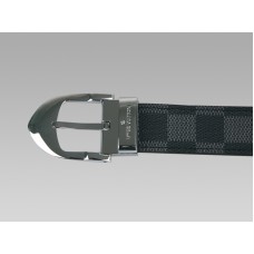 Klasický opasek Louis Vuitton Damier Graphite se stříbrnou sponou