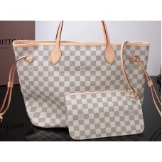 Louis Vuitton Damier Azur Canvas Neverfull Mm Pink Ballerina n41605