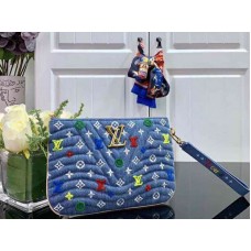 Louis Vuitton Monogram Denim New Wave Zip Pochette Modrá M67538