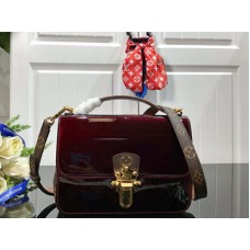 Louis Vuitton Miroir Vernis Lakovaná kožená kabelka z třešňového dřeva Bb vínová m51952