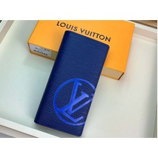 Kožená peněženka Louis Vuitton Epi Brazza tmavě modrá s modrými iniciálami m67911