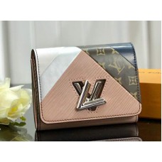 Kožená kompaktní peněženka Louis Vuitton Epi Twist, bílá růžová, m67799
