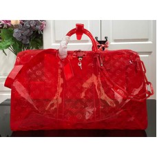 Louis Vuitton Monogram Embossed Pvc Keepall Bandouliere 50 Červená m53274