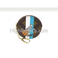 Louis Vuitton Monogram Groom kulatá mincová peněženka modrá